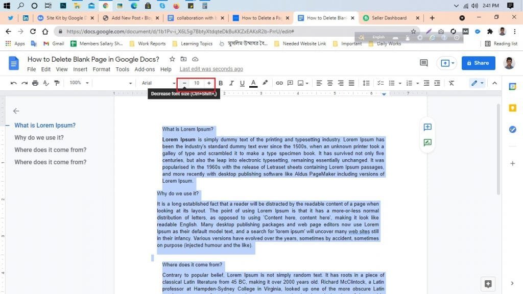 How to Delete Page in Google Docs